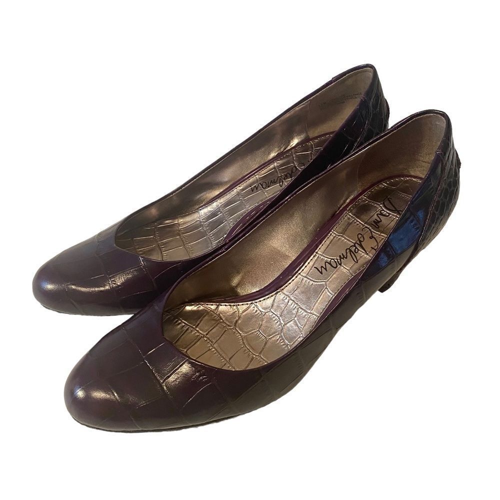 Sam Edelman Purple Faux Alligator Print Cone Heel Pumps in Sz. 8.5M